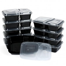 CF-AT054 10 Set 2-Compartment Disposable Lunch Box Rectangle Shape Microwave Safe Food Container Lunch Tray