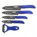 5 Pieces Sets Black Blade Kitchen Ceramic Knife Blue Ceramic Peeler With Blue Sheathes