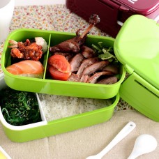 12:00 It's Lunch Time 2 Tier Bento Lunch Box 1400ml Japan Style Plastic Food Container