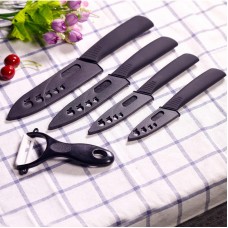 KC-KF5 5 Pieces Black Blade Zirconia Ceramic Knife Set Multi-function Chef Slicer Peeler