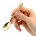 5Pcs/Set Gold Vintage Royal Style Carved Coffee Cooking Spoon Snack Dessert Scoop Flatware