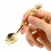 5Pcs/Set Gold Vintage Royal Style Carved Coffee Cooking Spoon Snack Dessert Scoop Flatware