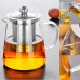 750/950ml Clear Heat Resistant Glass Tea Pot Stainless Steel Infuser Filter