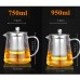 750/950ml Clear Heat Resistant Glass Tea Pot Stainless Steel Infuser Filter