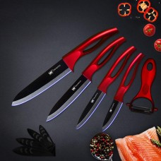 Kitchen 5 Pieces Ceramic Knife Set Red Hollow Handle Black Knife Multi-functional Peeler Ceramic Knives