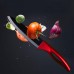 Kitchen 5 Pieces Ceramic Knife Set Red Hollow Handle Black Knife Multi-functional Peeler Ceramic Knives