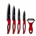 Kitchen 5 Pieces Ceramic Knife Set Red Hollow Handle Black Knife Multi-functional Peeler Ceramic Knives