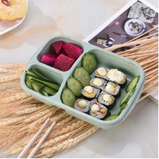 Wheat Straw Lunchbox 3 Grids With Lid Fruit Food Box Storage Container Biodegradable Bento Lunch Boxes For Kids Dinnerware