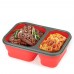 2 Cells Silicone Collapsible Lunch Box Microwave Oven Bowl Folding Food Storage Lunch Container