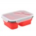 2 Cells Silicone Collapsible Lunch Box Microwave Oven Bowl Folding Food Storage Lunch Container