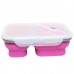 2 Cells Silicone Collapsible Lunch Box Microwave Oven Bowl Folding Food Storage Lunch Container