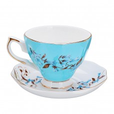 Porcelain Fashion British Bone China Cafe Cup Set Saucer Ceramic Flower Tea Set