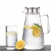 1.5L Clear Glass Pitcher Jug Water Drinking Tea Pot Carafe Stainless Steel Lid